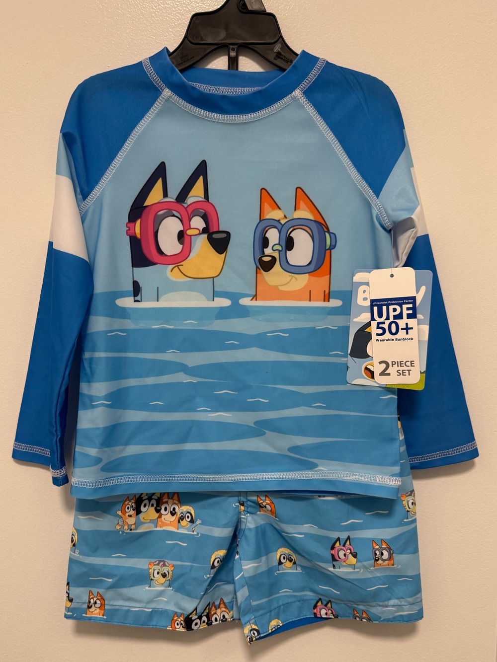 NWT Bluey UPF 50+ Rash Guard Swim Set 3T